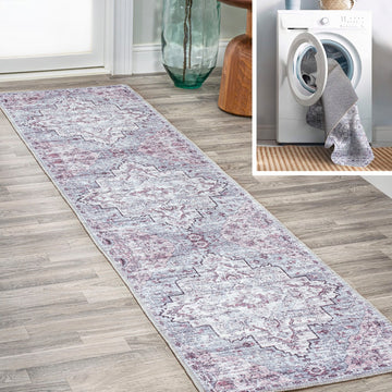 Didim Boho Gray Medallion Washable Area Rug